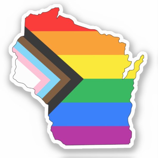 Wisconsin State Pride LGBTQ Progress Pride Sticker (Voorkant)