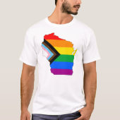 Wisconsin State Pride LGBTQ Progress Pride T-shirt (Voorkant)