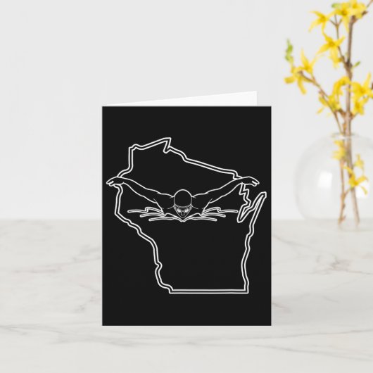 Wisconsin State Pride Tee Zwem T-shirt Funny Zwemm Kaart (Gele Bloem)