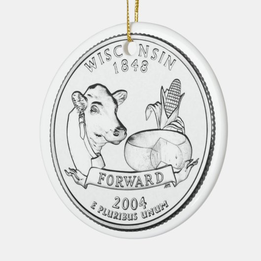 Wisconsin State Quarter Keramisch Ornament (Links)