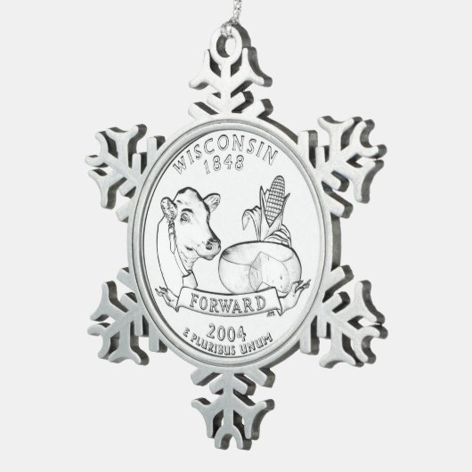 Wisconsin State Quarter Tin Sneeuwvlok Ornament (Rechts)