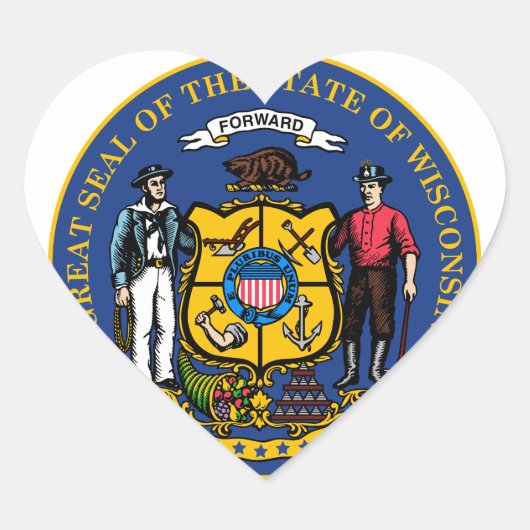 Wisconsin State Seal - Hart Sticker (Voorkant)