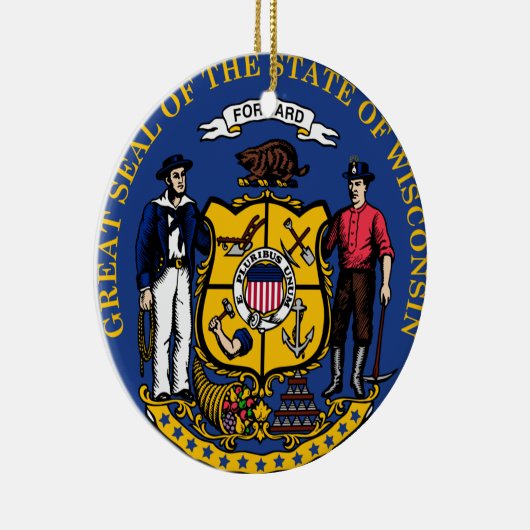 Wisconsin State Seal kerstversiering Keramisch Ornament (Rechts)