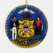 Wisconsin State Seal kerstversiering Keramisch Ornament (Voorkant)