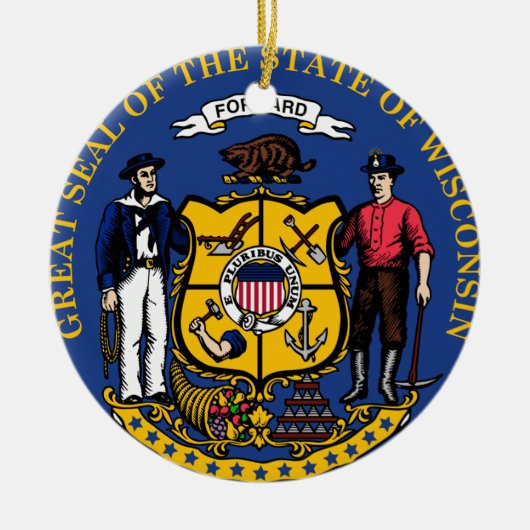 Wisconsin State Seal kerstversiering Keramisch Ornament (Voorkant)