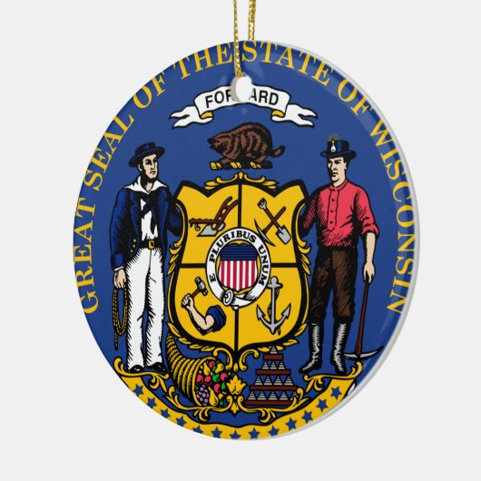 Wisconsin State Seal kerstversiering Keramisch Ornament (Links)
