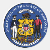 Wisconsin State Seal Ronde Sticker (Voorkant)