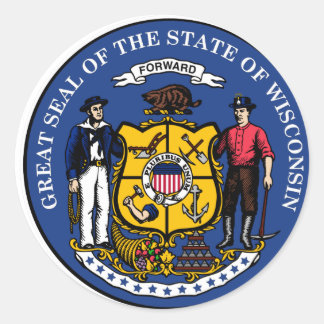 Wisconsin State Seal Ronde Sticker