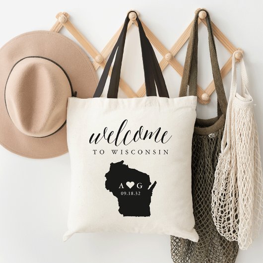 Wisconsin State Silhouette Wedding Welcome Tas