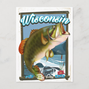 Wisconsin State visposter Briefkaart