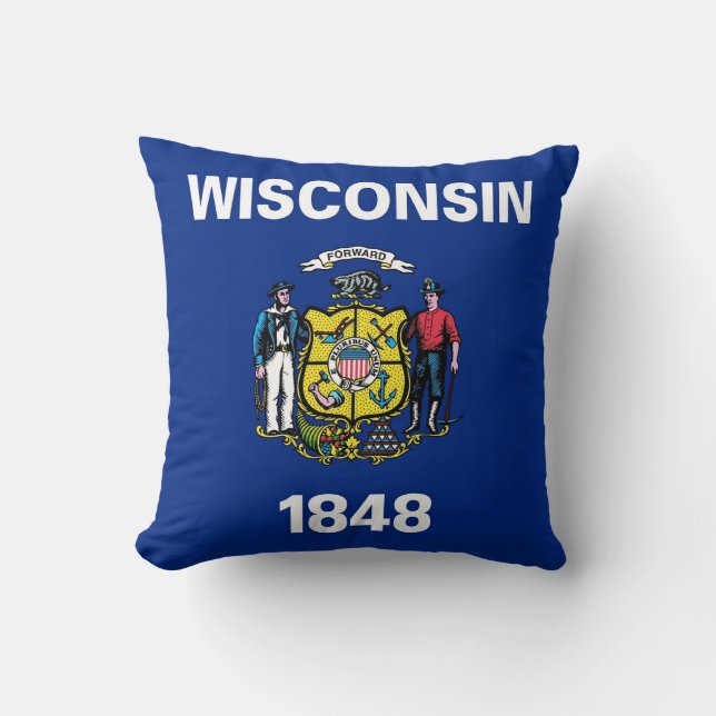 Wisconsin State Vlag Amerikaans MoJo Kussen (Voorkant)