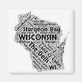 Wisconsin State Word Cloud Magneet (Voorkant)
