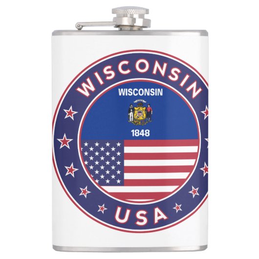 Wisconsin sticker, telefoongeval, canvas tas heupfles (Voorkant)