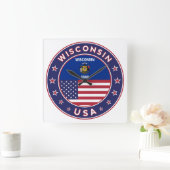Wisconsin sticker, telefoongeval, canvas tas vierkante klok (Huis)