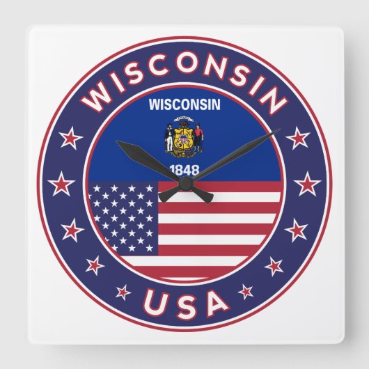 Wisconsin sticker, telefoongeval, canvas tas vierkante klok (Voorkant)