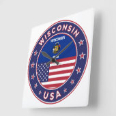 Wisconsin sticker, telefoongeval, canvas tas vierkante klok (Hoek)