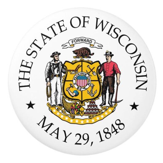 Wisconsin-teken Keramische Knop (Voorkant)