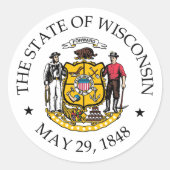 Wisconsin-teken Ronde Sticker (Voorkant)