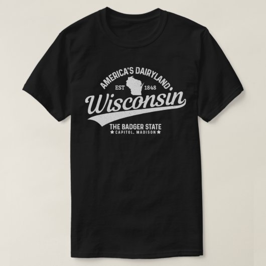 Wisconsin The Badger State EST 1848 State Map Gift T-shirt (Design voorkant)