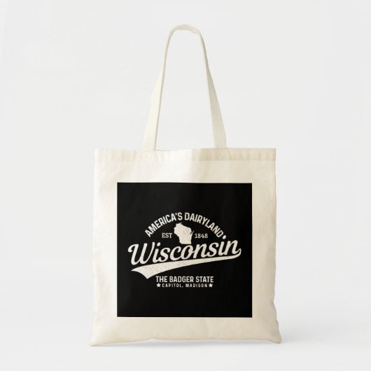 Wisconsin The Badger State EST 1848 State Map Gift Tote Bag (Voorkant)
