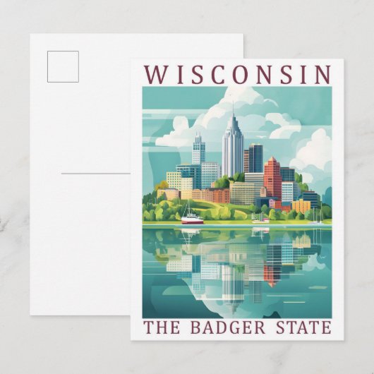 Wisconsin the Badger State USA Travel Place Briefkaart (Voorkant / Achterkant)