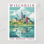 Wisconsin the Badger State USA Travel Place Briefkaart (Voorkant)