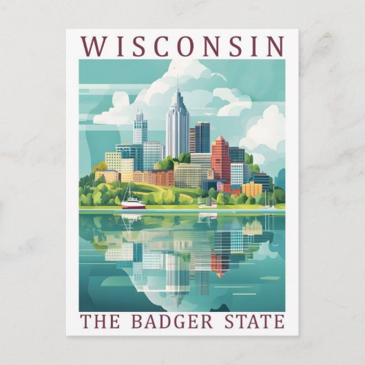 Wisconsin the Badger State USA Travel Place Briefkaart (Voorkant)