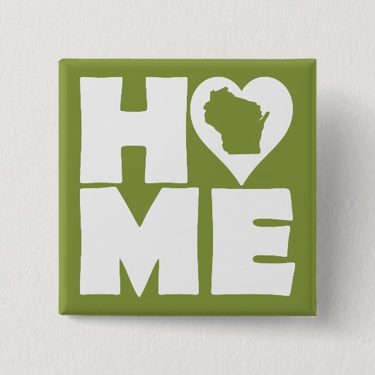 Wisconsin Thuis Hart Staat Knop Speld Vierkante Button 5,1 Cm (Voorkant)