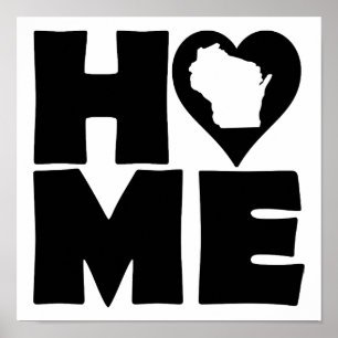 Wisconsin Thuis Hart Staat Poster Bord
