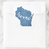 Wisconsin Thuis Houtnerf Vierkante Sticker (Tas)