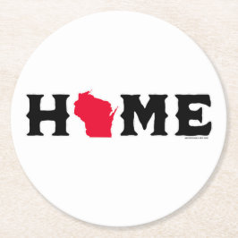 Wisconsin Thuis Ronde Kartonnen Onderzetter