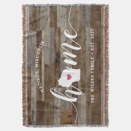 Wisconsin Thuisstaat Persoonlijk Hout Uiterlijk Deken (Voorkant Verticaal)