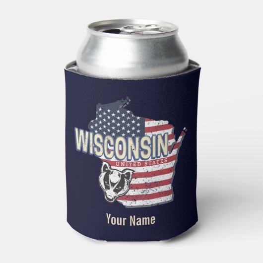 Wisconsin United States State Map  USA Blikjeskoeler (Blikje Voorkant)