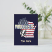 Wisconsin United States State Map  USA Feestdagenkaart (Staand voorkant)