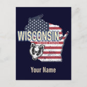 Wisconsin United States State Map  USA Feestdagenkaart (Voorkant)
