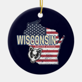 Wisconsin United States State Map  USA Keramisch Ornament