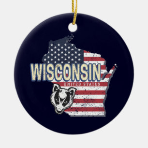 Wisconsin United States State Map USA Keramisch Ornament