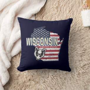 Wisconsin United States State Map  USA Kussen