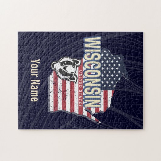 Wisconsin United States State Map  USA Legpuzzel (Horizontaal)