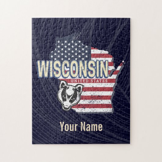 Wisconsin United States State Map  USA Legpuzzel (Verticaal)