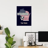 Wisconsin United States State Map USA Poster (Thuiskantoor)