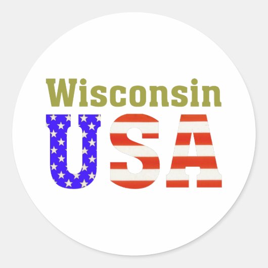 Wisconsin USA! Ronde Sticker (Voorkant)