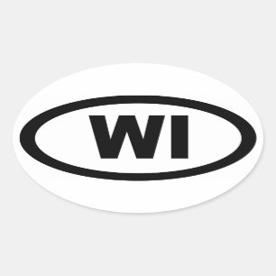 Wisconsin - vel van vier ovaal autostickers ovale sticker