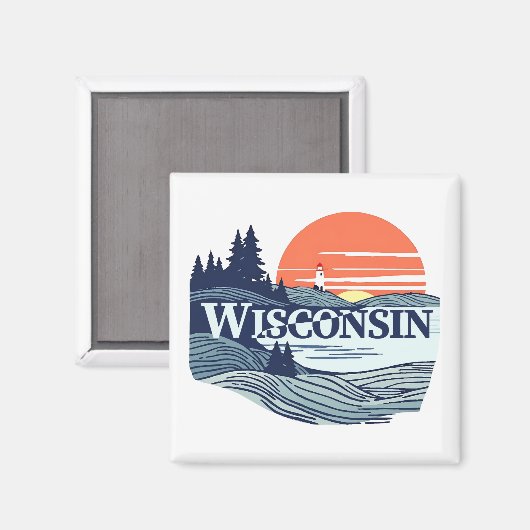 Wisconsin Verenigde Staten Magneet (Voorkant / Achterkant)
