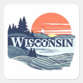 Wisconsin Verenigde Staten Vierkante Sticker (Voorkant)