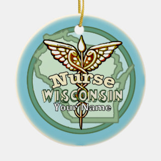 Wisconsin Verpleegster Caduceus Keramisch Ornament