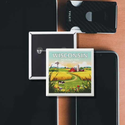  Wisconsin Vierkante Button 5,1 Cm