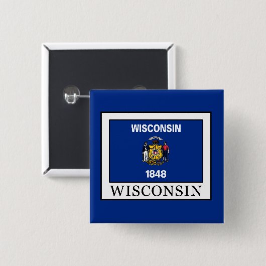 Wisconsin Vierkante Button 5,1 Cm (Voorkant /achterkant)
