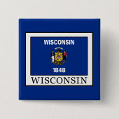 Wisconsin Vierkante Button 5,1 Cm (Voorkant)