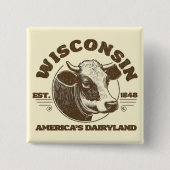 Wisconsin Vierkante Button 5,1 Cm (Voorkant)